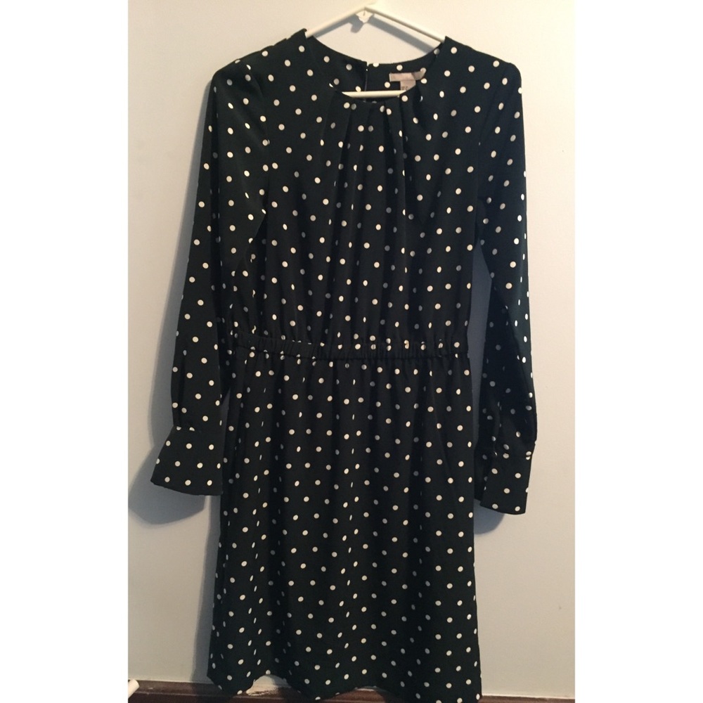 Dark green and white polka dot dress